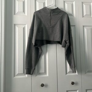 Gray Cropped Zip Sweatshirt